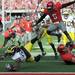 Michigan's Denard Robinson comes up just short of a touchdown as he dives for the endzone on a second quarter carry against OSU Saturday, November 27th at Ohio Stadium in Columbus.
Lon Horwedel | AnnArbor.com